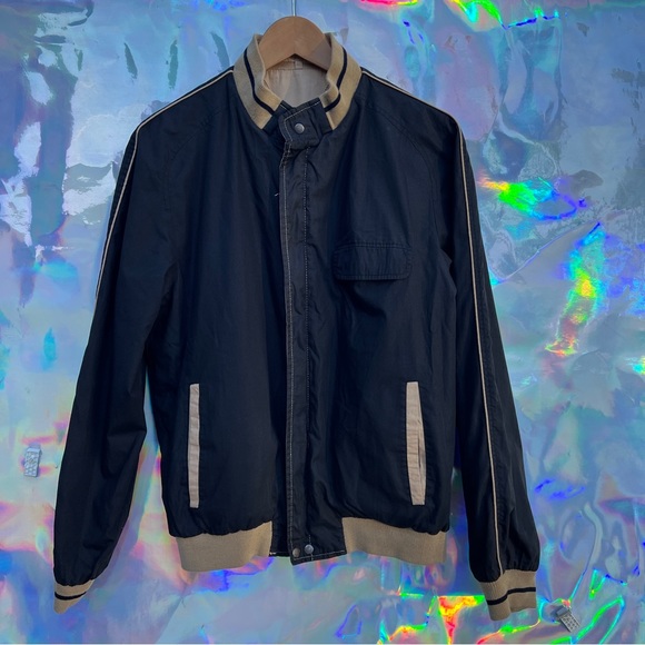 90s Dark Beige and Black Reversible Bomber Jacket - Picture 3 of 10